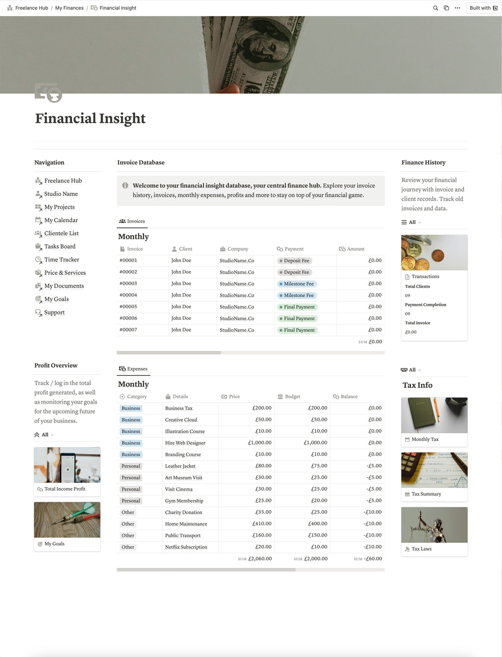 Freelance Dashboard Hub – Presentation Template