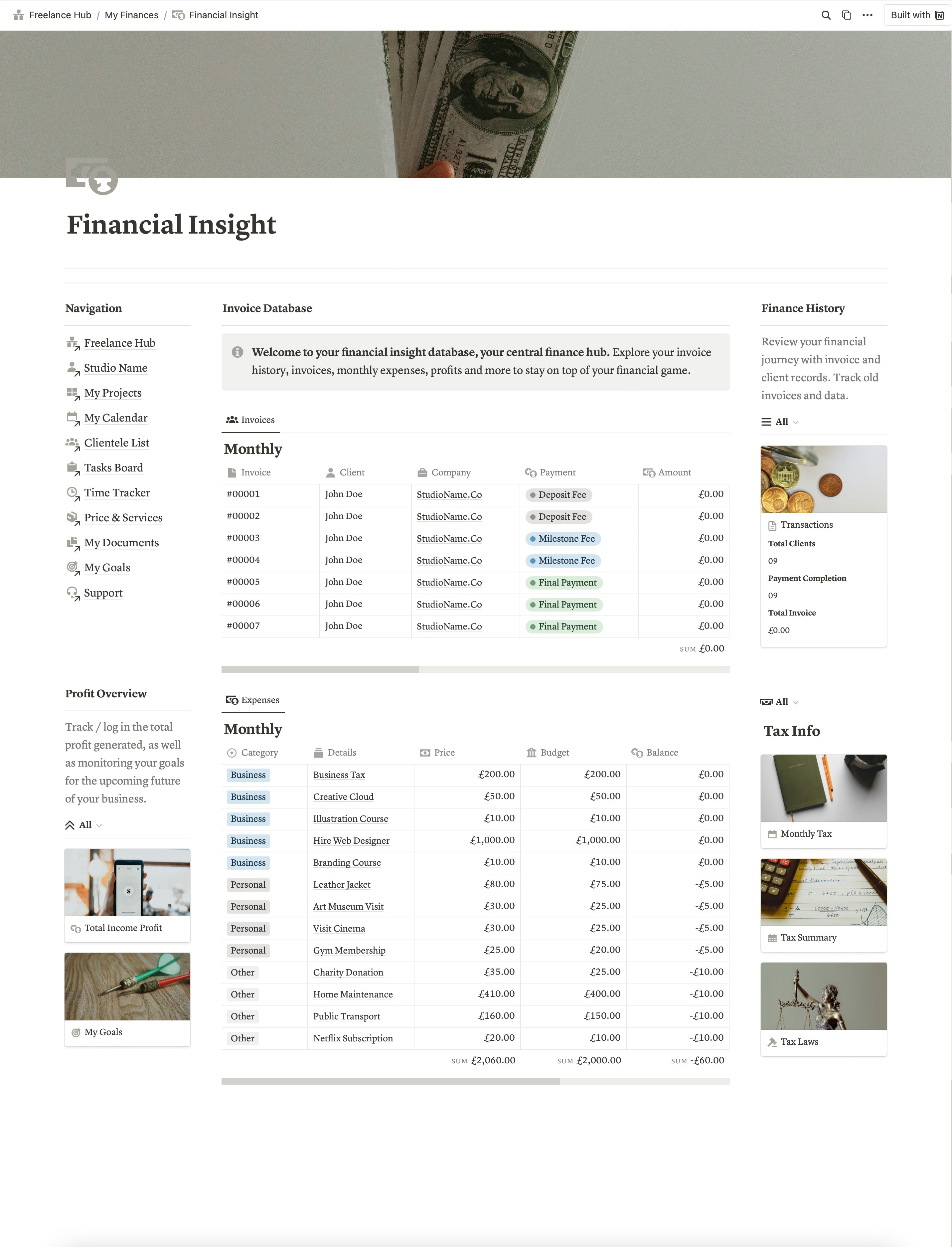Freelance Dashboard Hub – Presentation Template