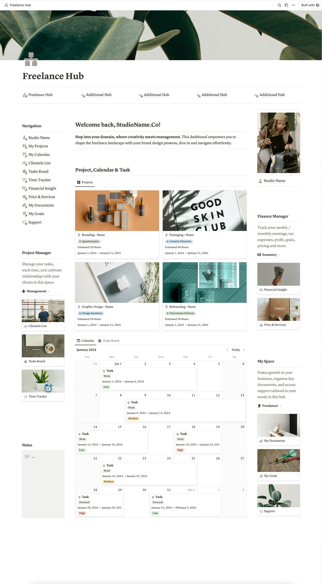 Freelance Dashboard Hub – Presentation Template