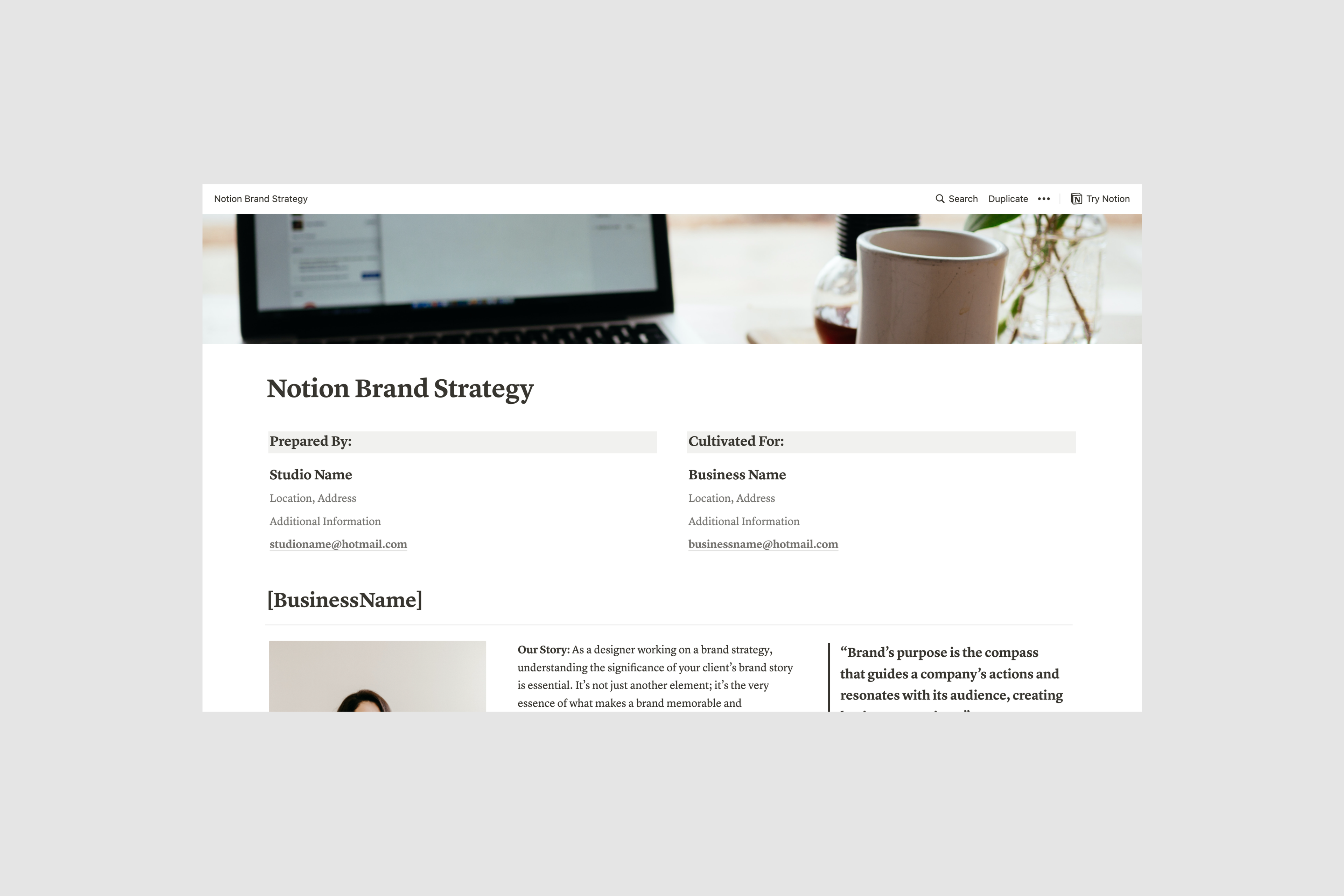 Brand Strategy Workbook – Presentation Template