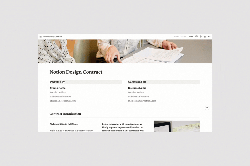 Design Contract – Presentation Template