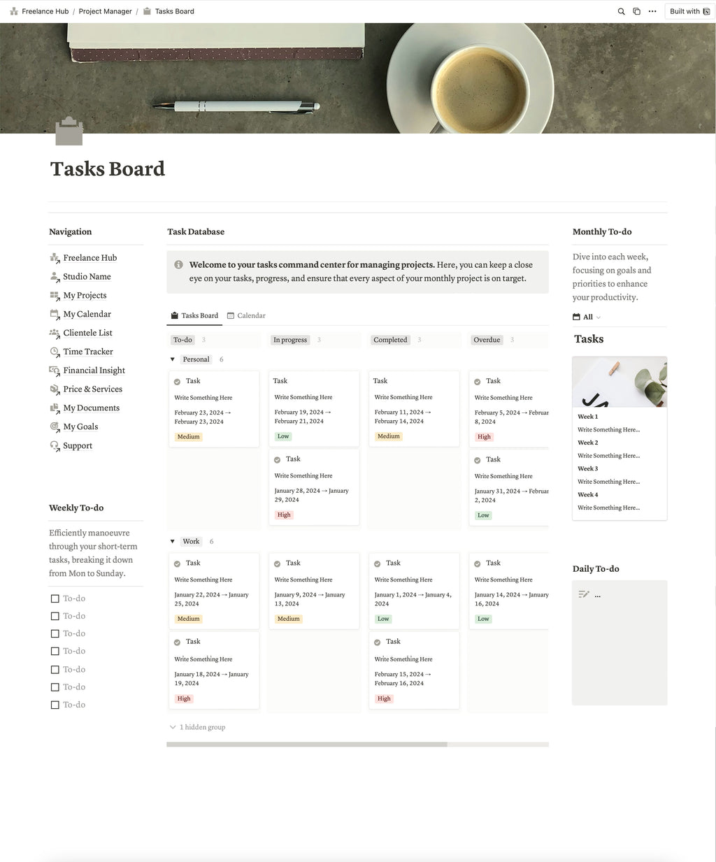 Freelance Dashboard Hub – Presentation Template
