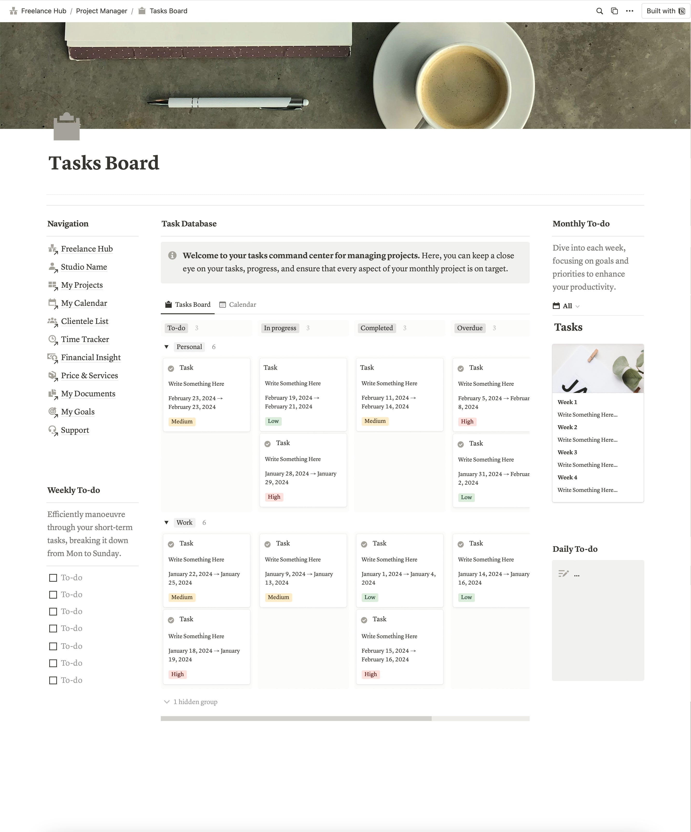Freelance Dashboard Hub – Presentation Template