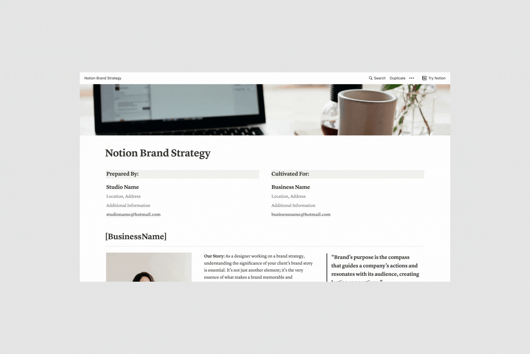 Brand Strategy Workbook – Presentation Template