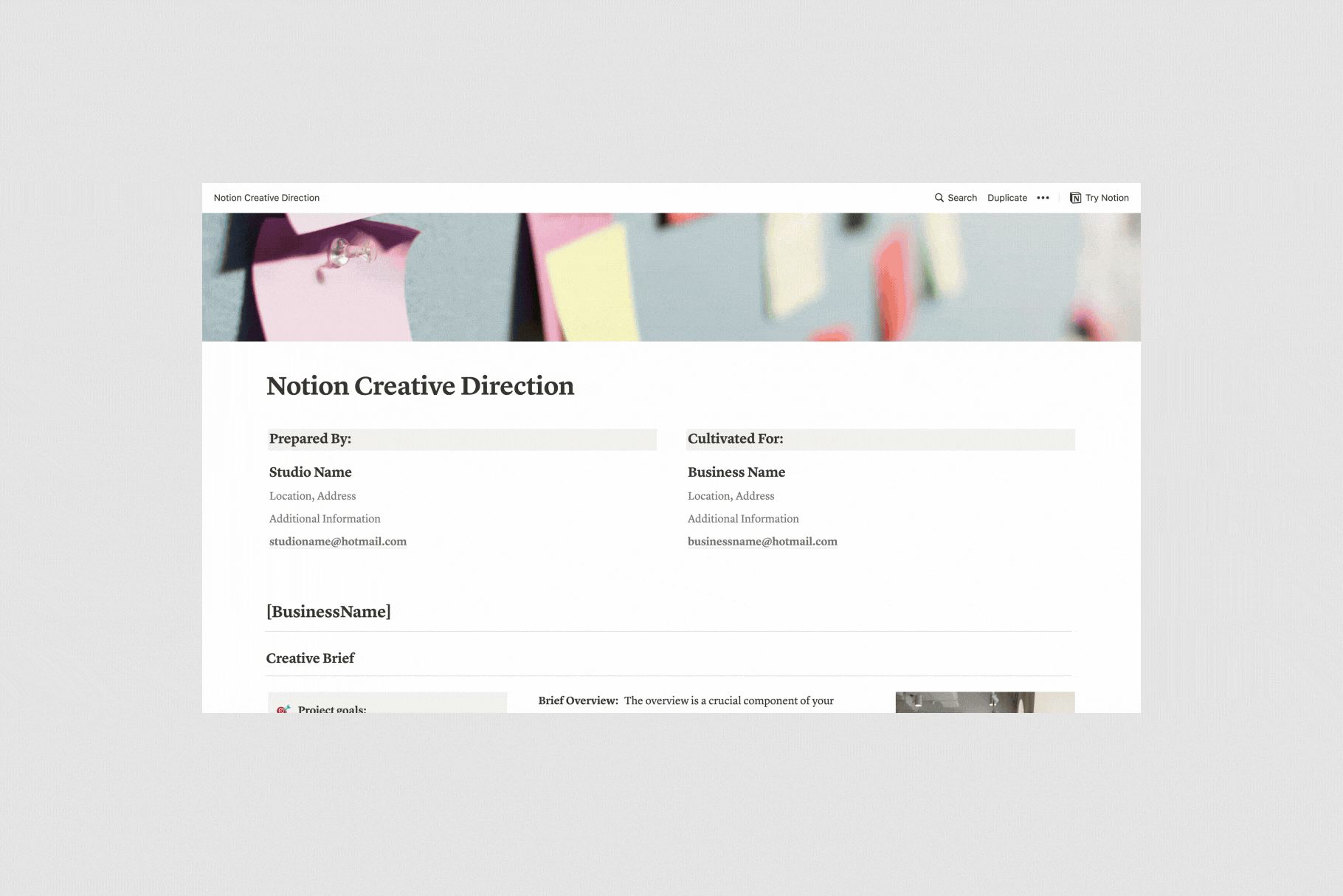 Creative Direction – Presentation Template