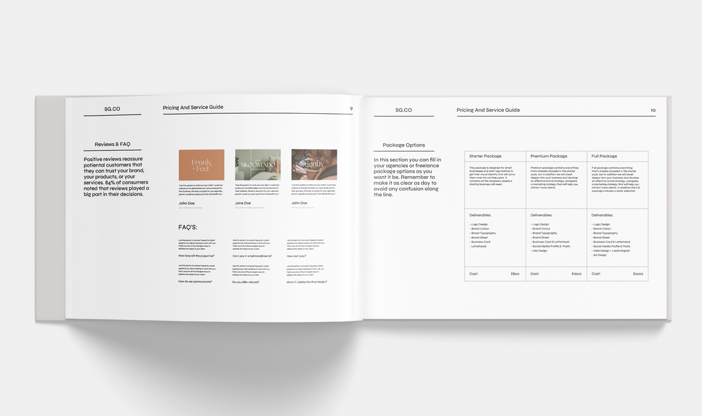 Pricing and Service Guide – Presentation Template