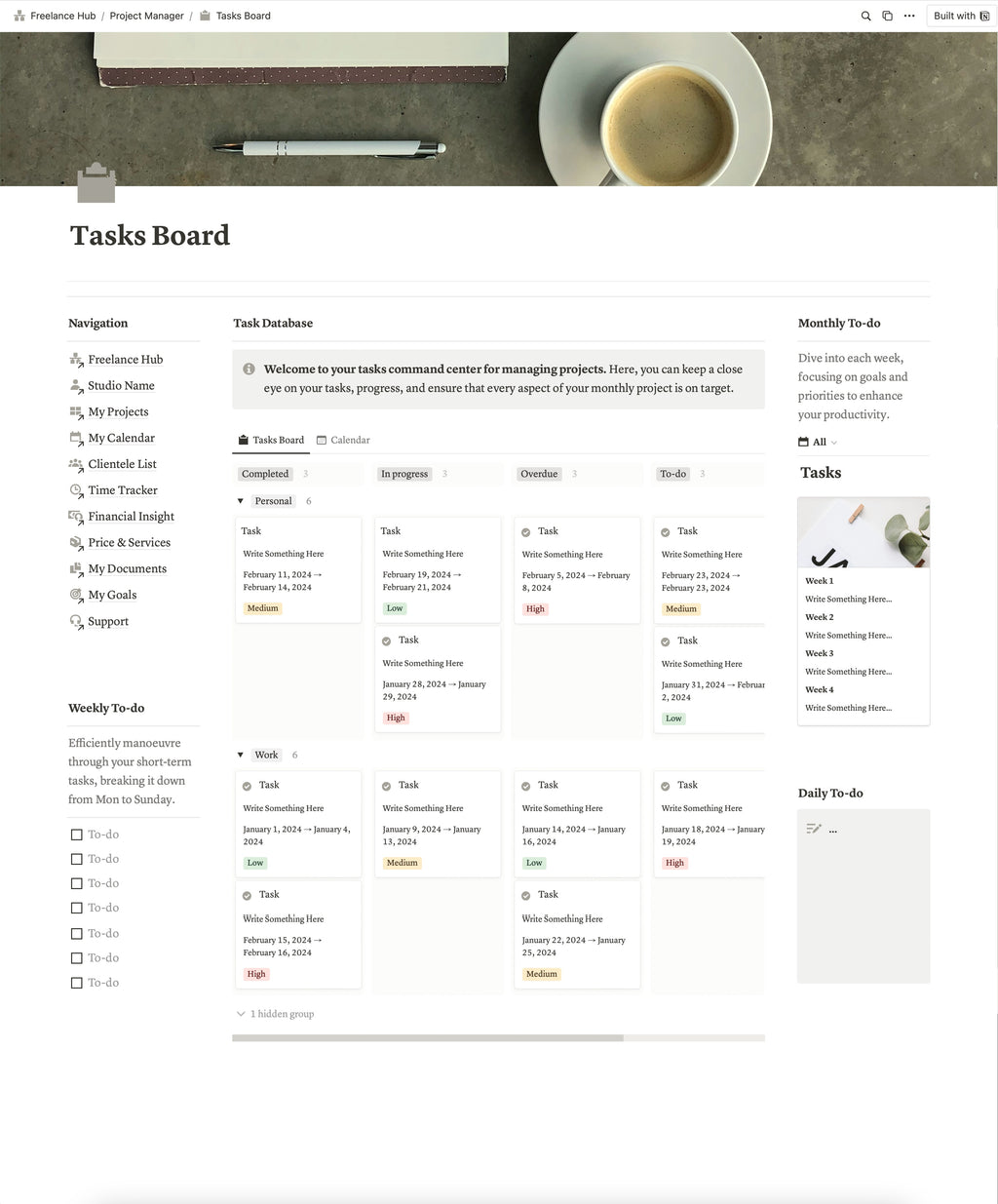 Freelance Dashboard Hub – Presentation Template