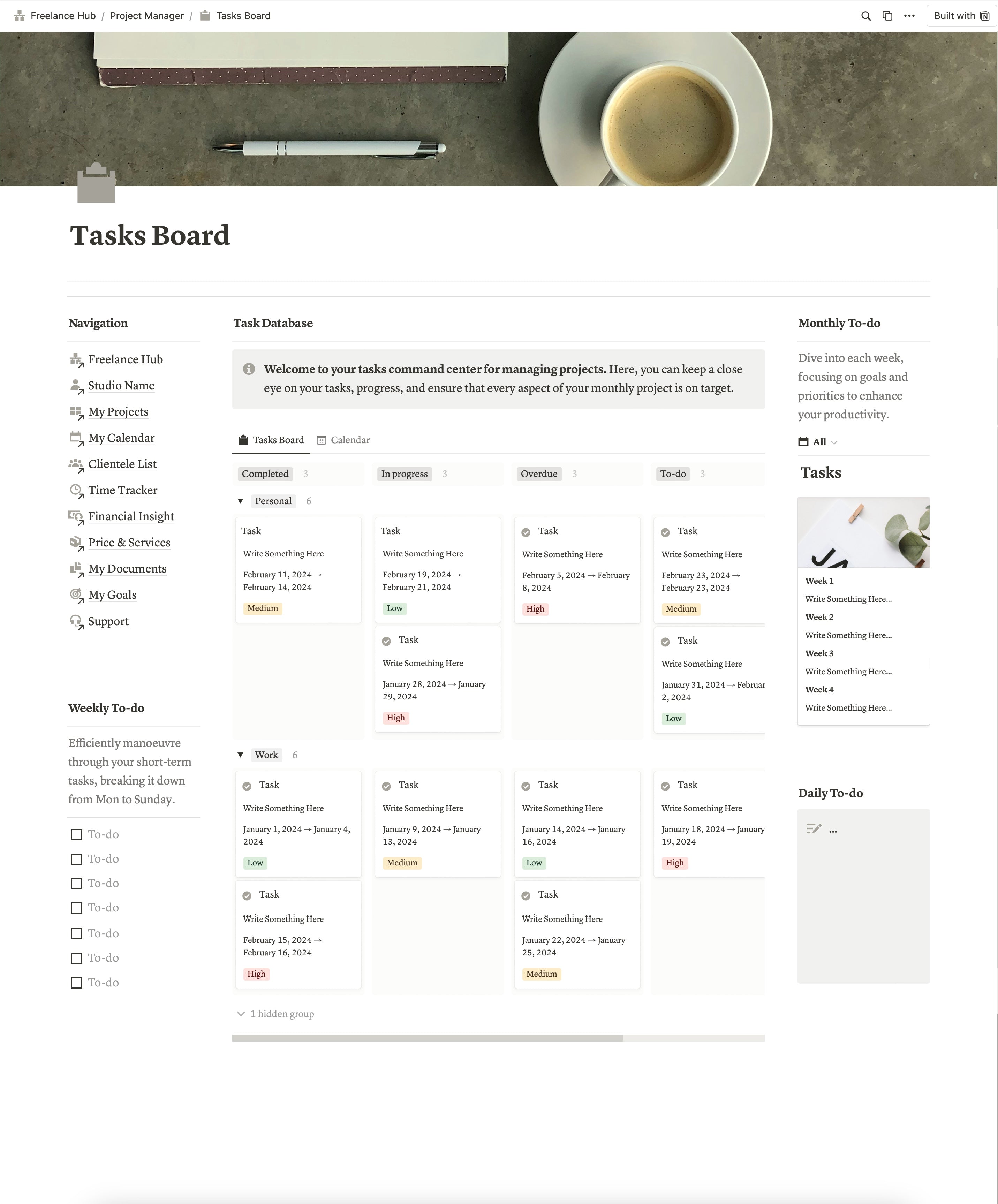 Freelance Dashboard Hub – Presentation Template