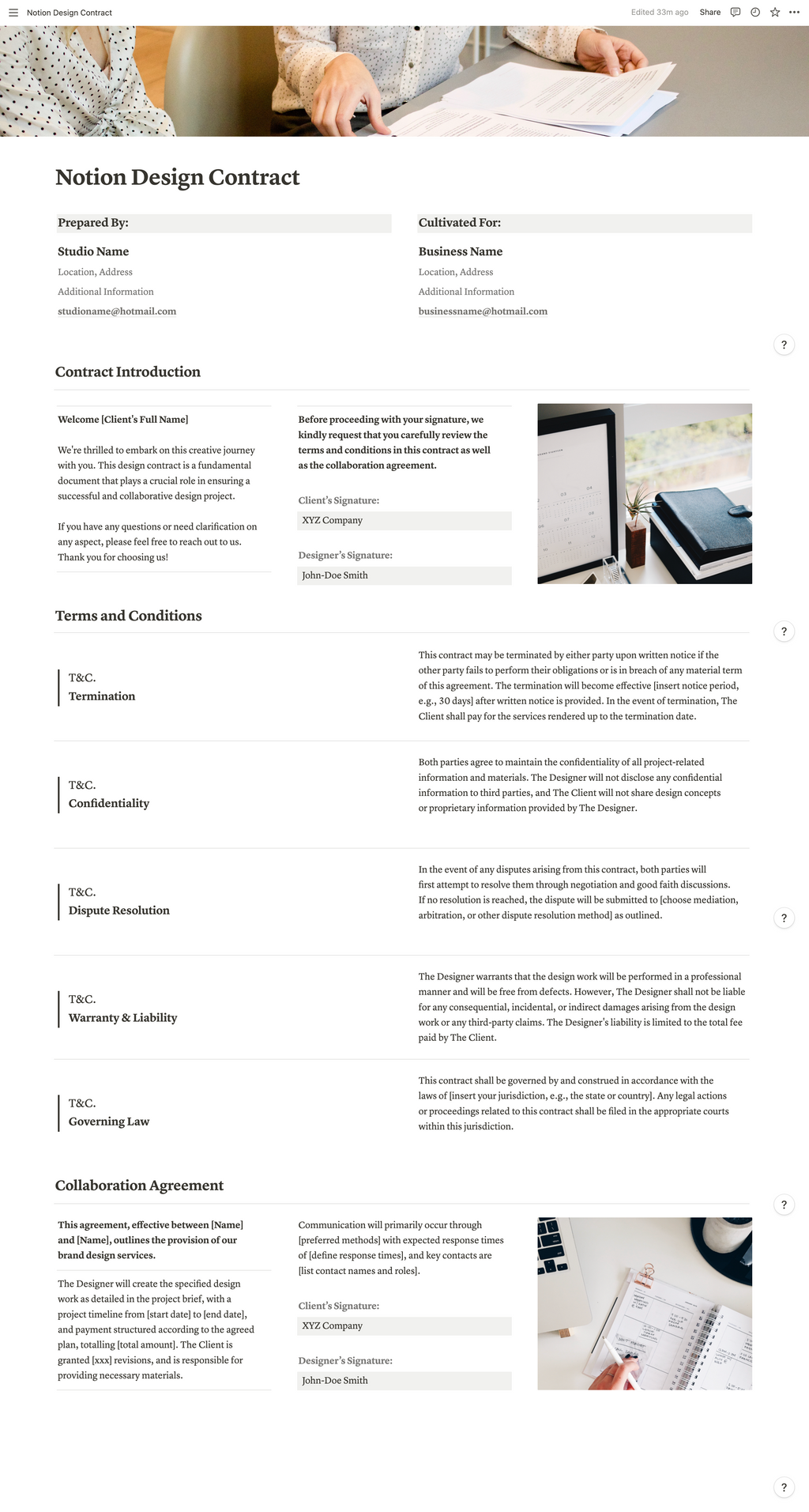 Design Contract – Presentation Template