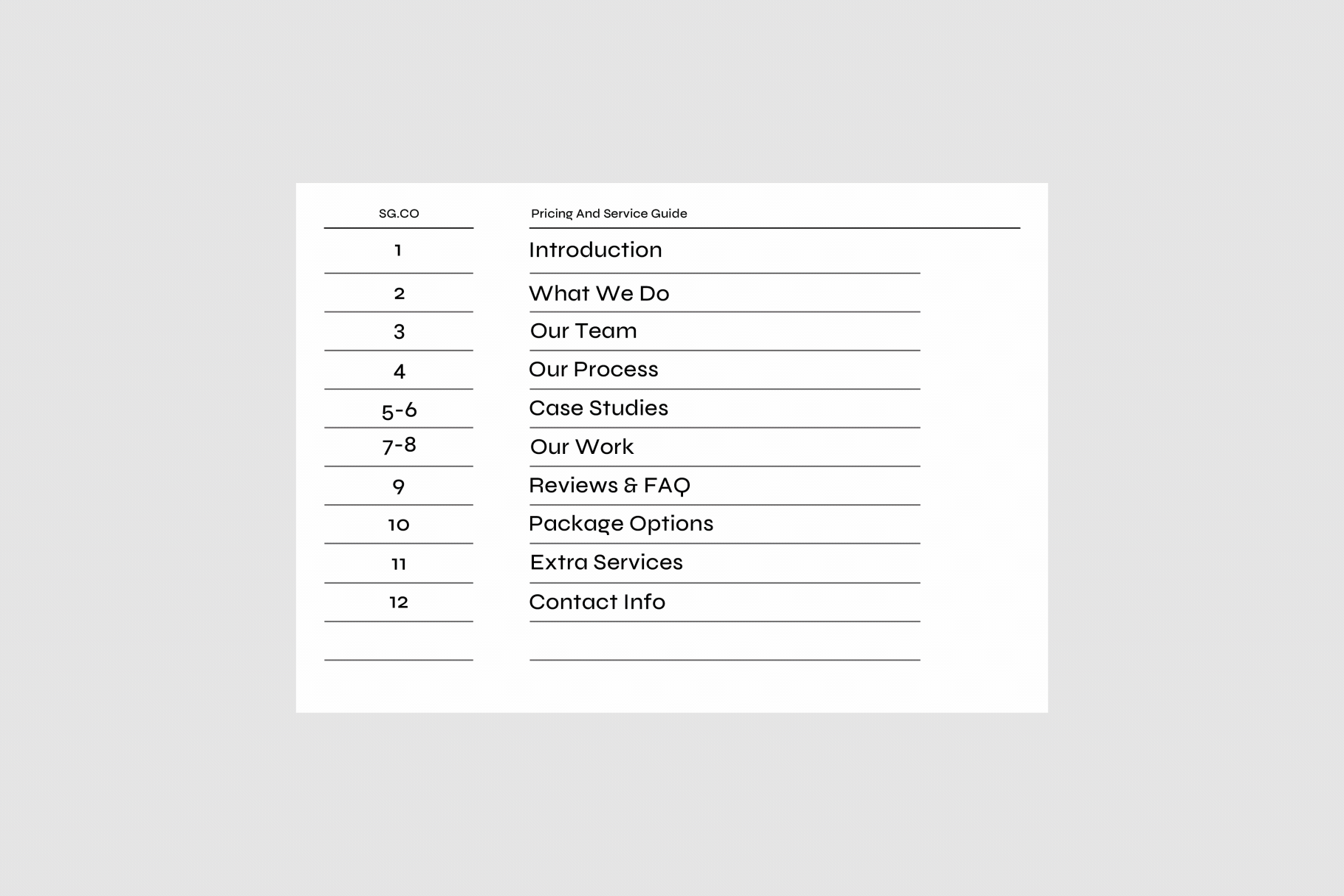 Pricing and Service Guide – Presentation Template