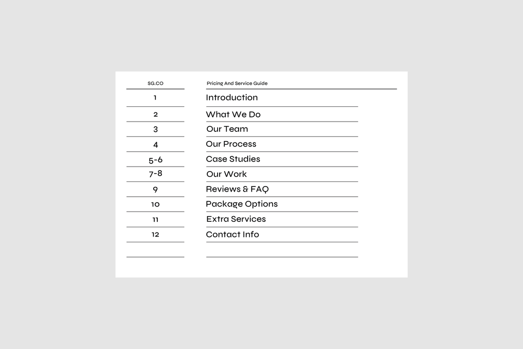 Pricing and Service Guide – Presentation Template