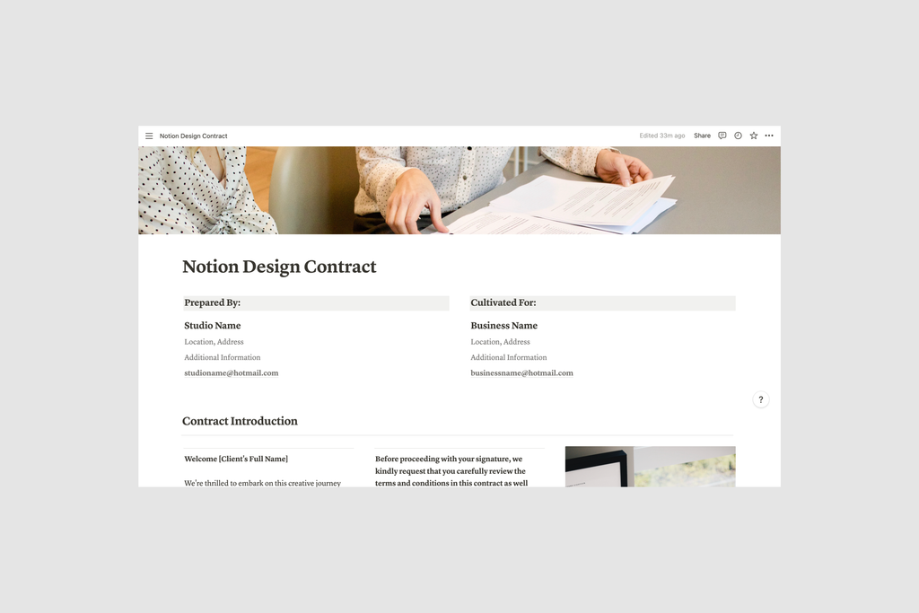 Design Contract – Presentation Template