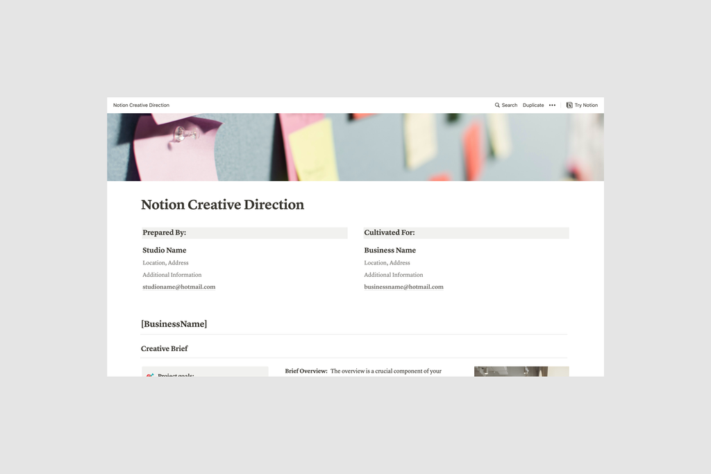 Creative Direction – Presentation Template